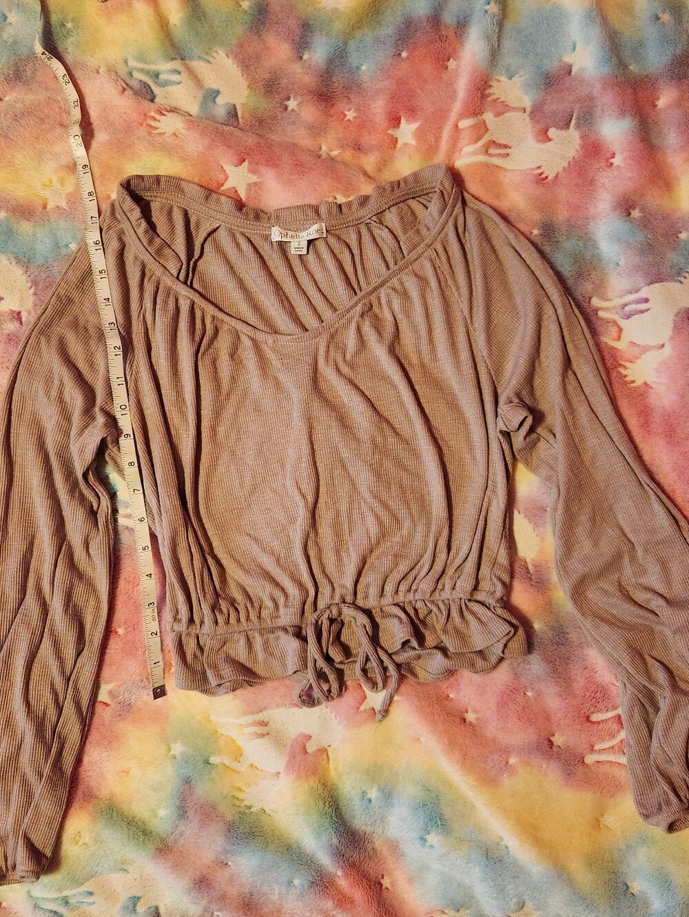 Mauve Top with Ruffle Hem